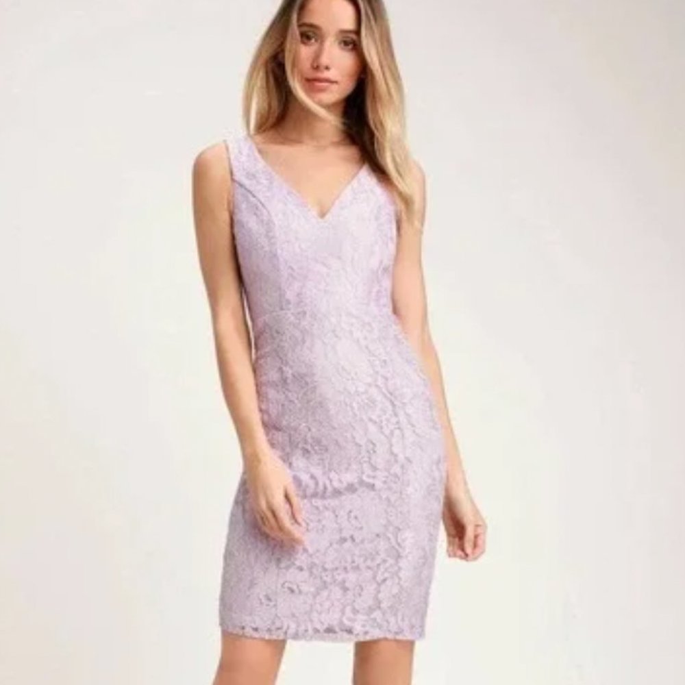 Lulu's Normani Lavender Lace Sleeveless Dress